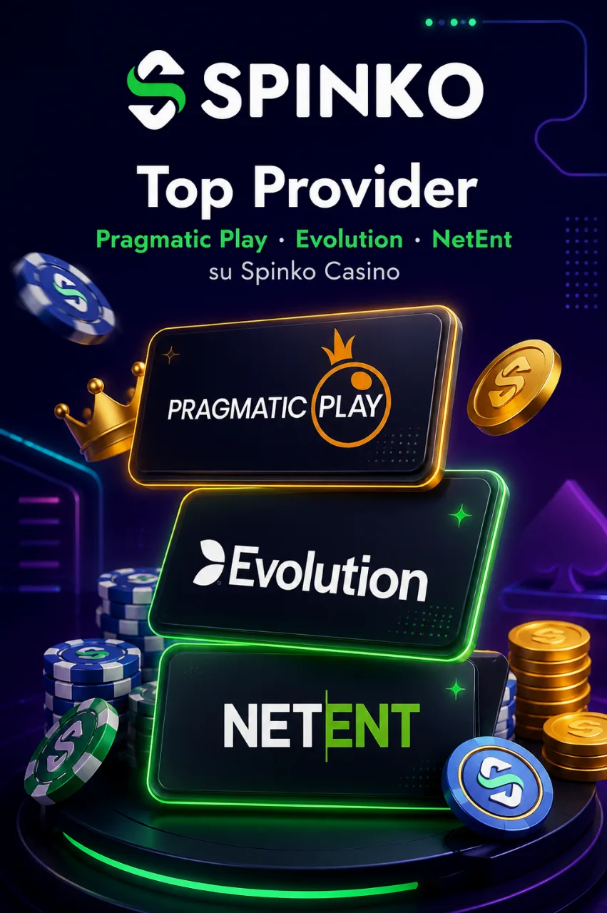 Loghi provider Pragmatic Play Evolution NetEnt su sfondo scuro